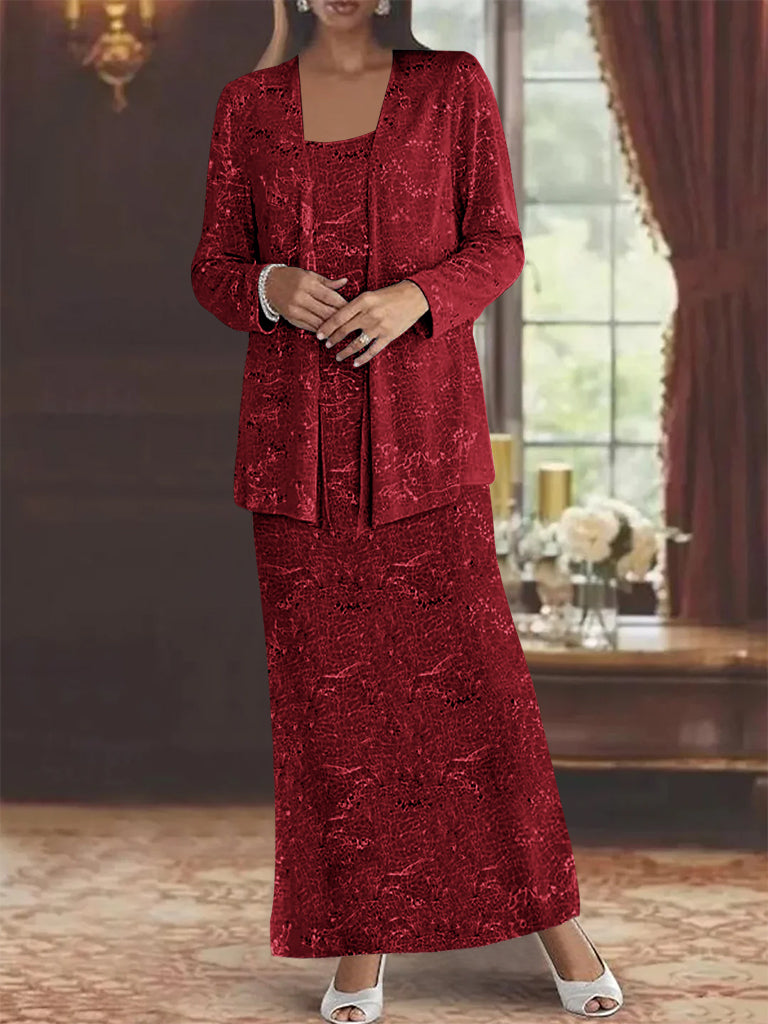 Vestidos de gasa para la madre de la novia con lentejuelas y chaqueta 