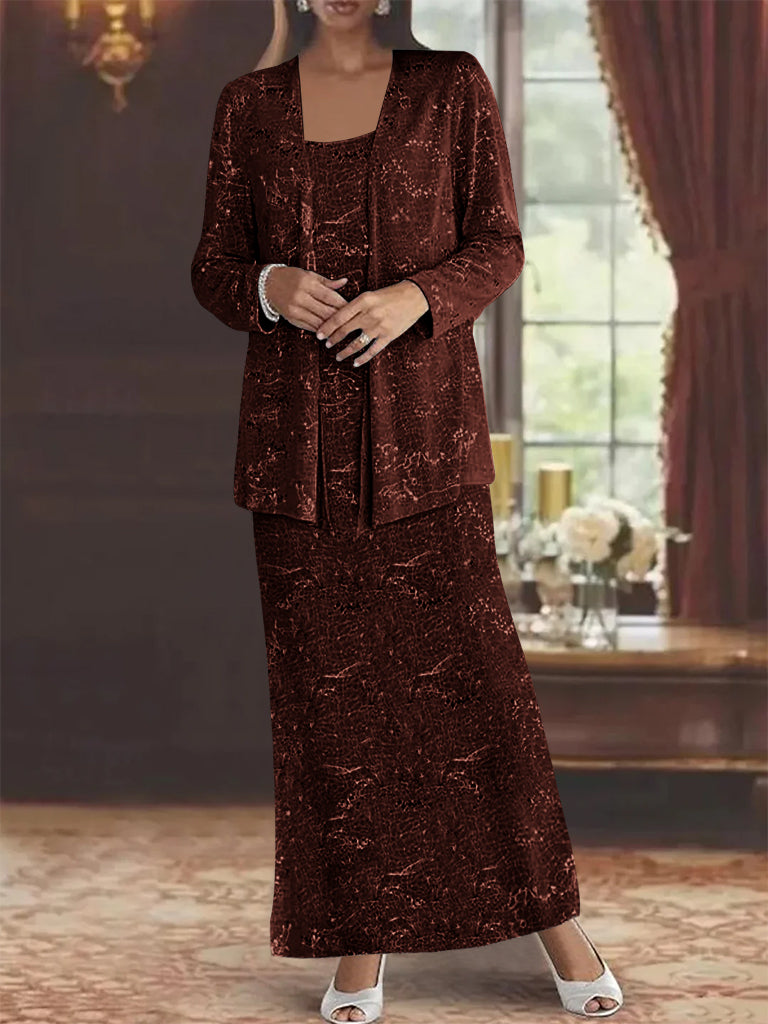 Vestidos de gasa para la madre de la novia con lentejuelas y chaqueta 