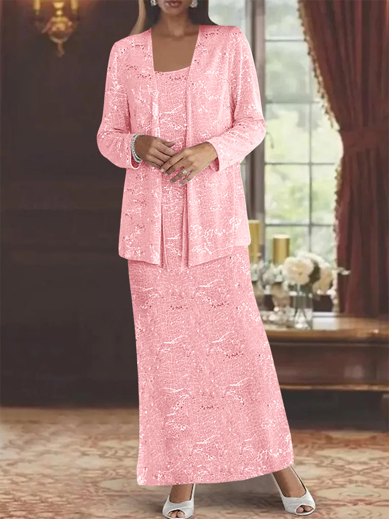 Vestidos de gasa para la madre de la novia con lentejuelas y chaqueta 