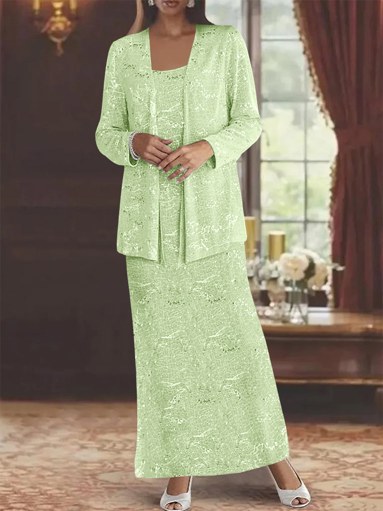 Vestidos de gasa para la madre de la novia con lentejuelas y chaqueta 