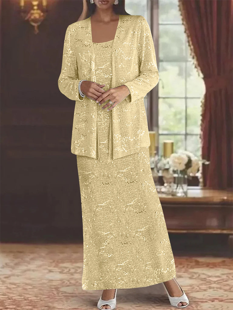 Vestidos de gasa para la madre de la novia con lentejuelas y chaqueta 