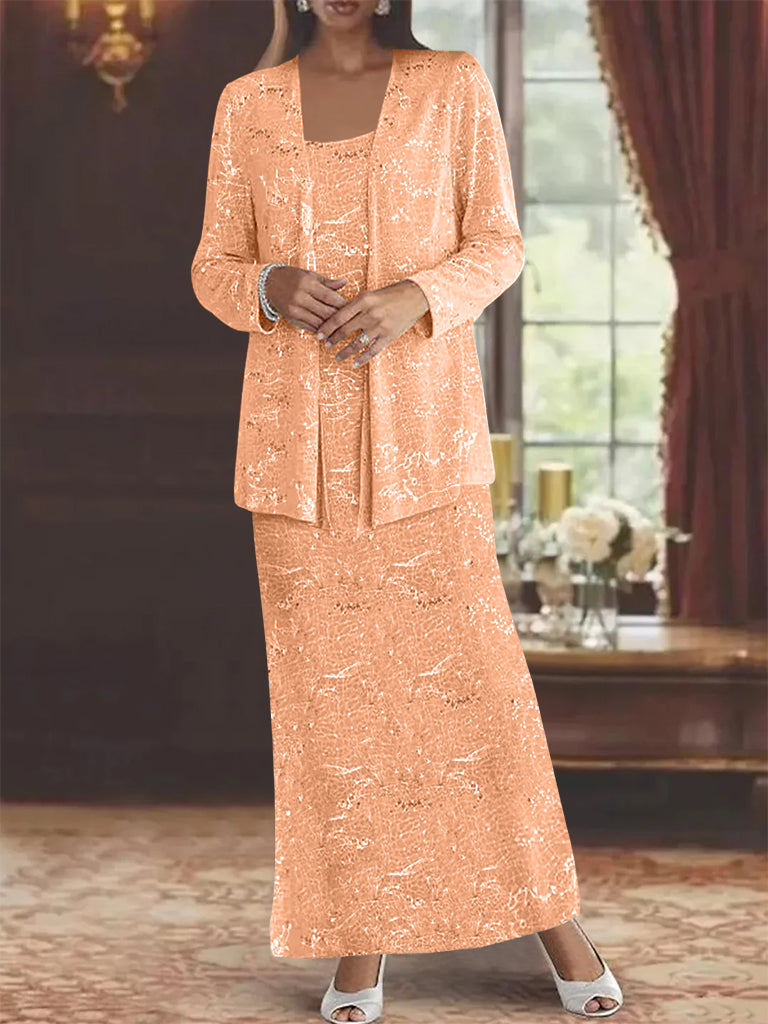 Vestidos de gasa para la madre de la novia con lentejuelas y chaqueta 