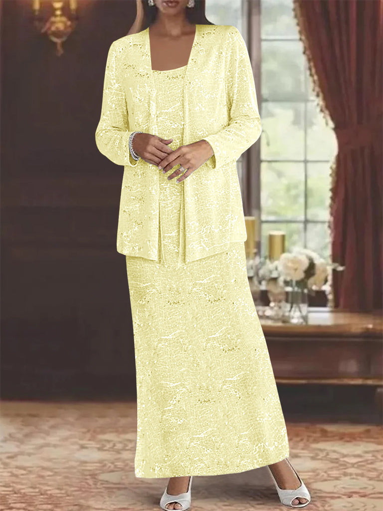 Vestidos de gasa para la madre de la novia con lentejuelas y chaqueta 