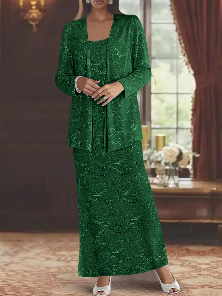 Vestidos de gasa para la madre de la novia con lentejuelas y chaqueta 