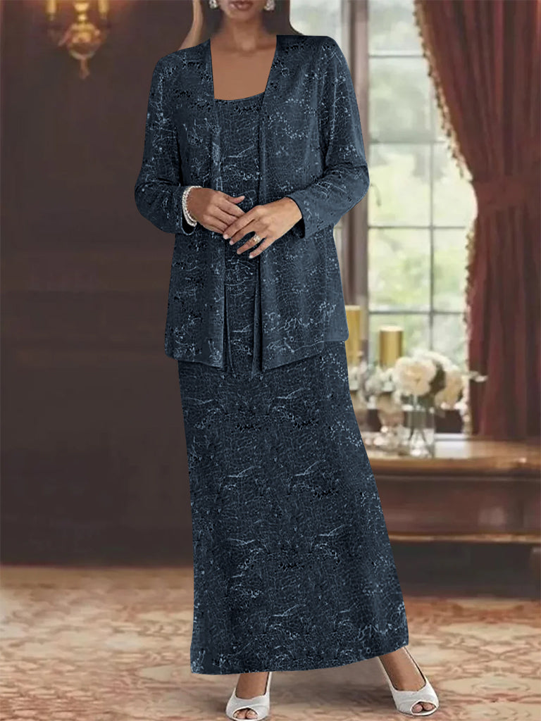 Vestidos de gasa para la madre de la novia con lentejuelas y chaqueta 