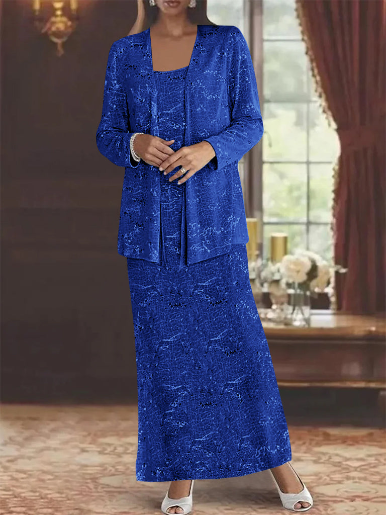 Vestidos de gasa para la madre de la novia con lentejuelas y chaqueta 