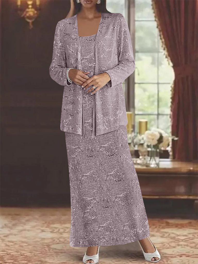 Vestidos de gasa para la madre de la novia con lentejuelas y chaqueta 