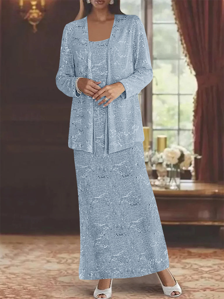 Vestidos de gasa para la madre de la novia con lentejuelas y chaqueta 