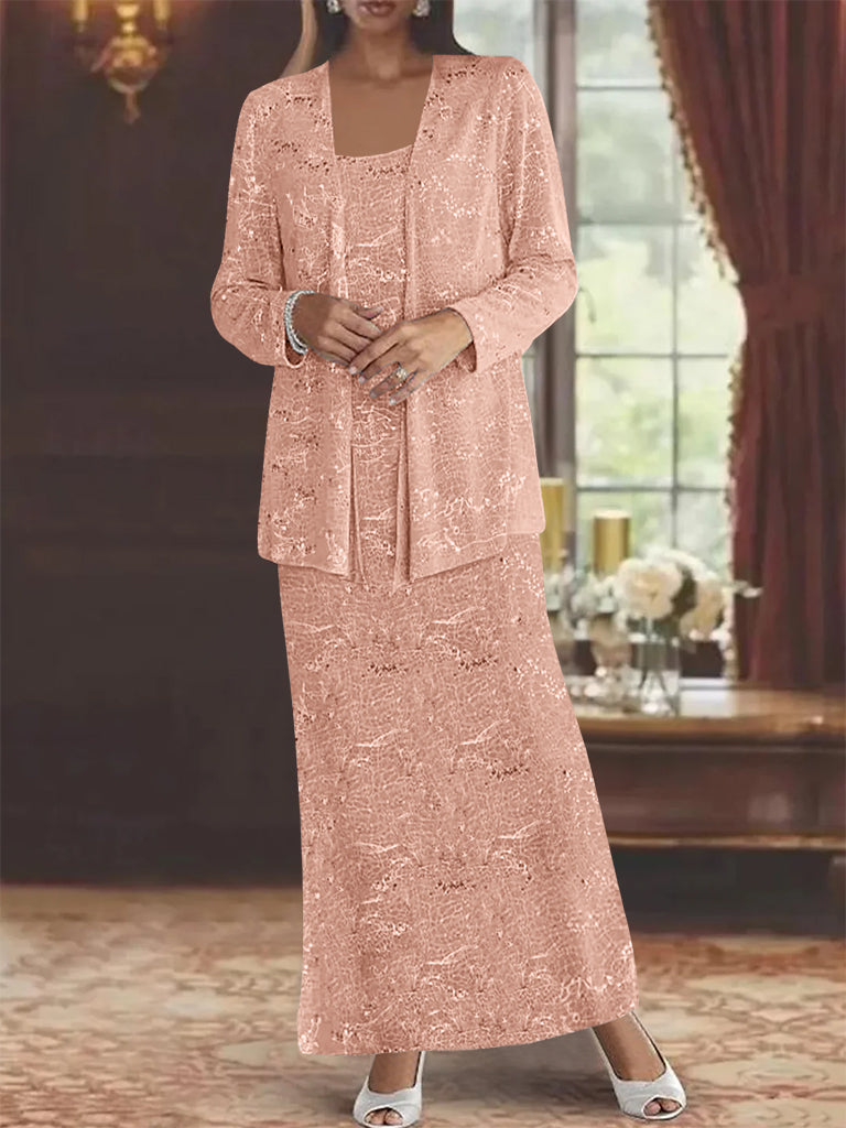 Vestidos de gasa para la madre de la novia con lentejuelas y chaqueta 