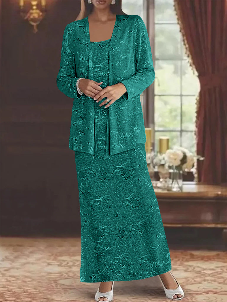 Vestidos de gasa para la madre de la novia con lentejuelas y chaqueta 