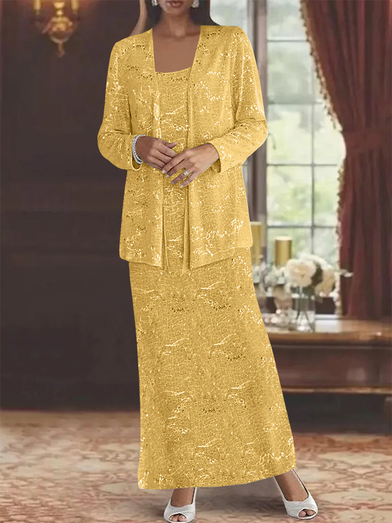 Vestidos de gasa para la madre de la novia con lentejuelas y chaqueta 