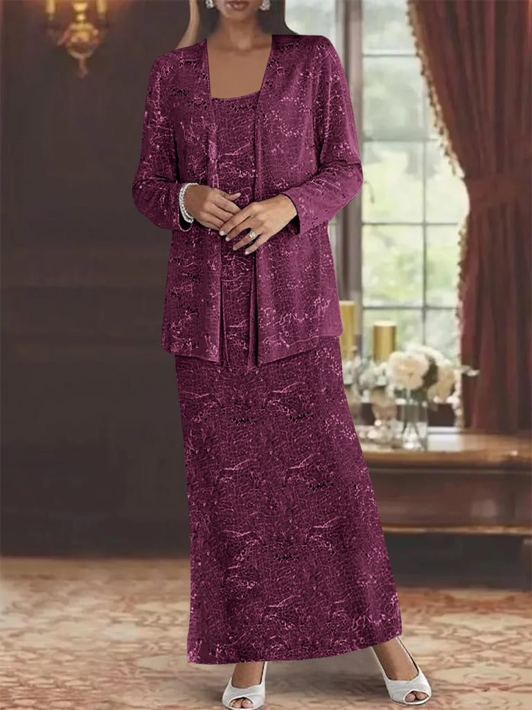 Vestidos de gasa para la madre de la novia con lentejuelas y chaqueta 