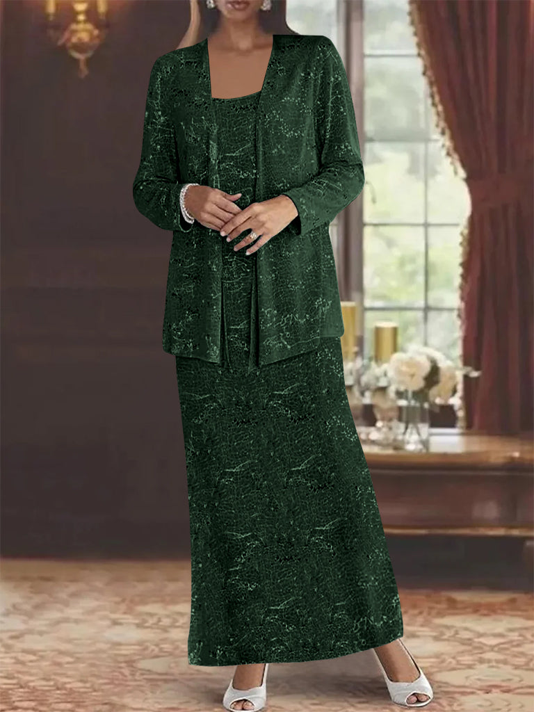 Vestidos de gasa para la madre de la novia con lentejuelas y chaqueta 