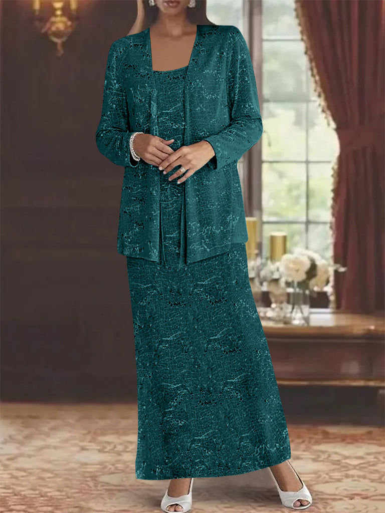 Vestidos de gasa para la madre de la novia con lentejuelas y chaqueta 