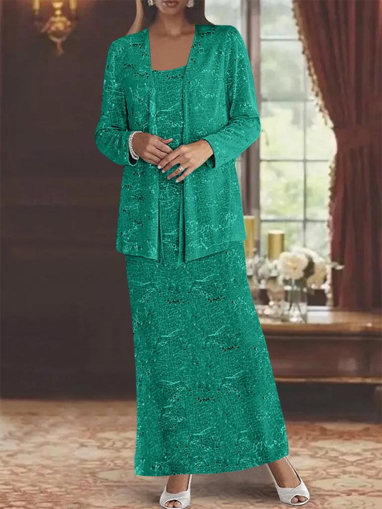 Vestidos de gasa para la madre de la novia con lentejuelas y chaqueta 