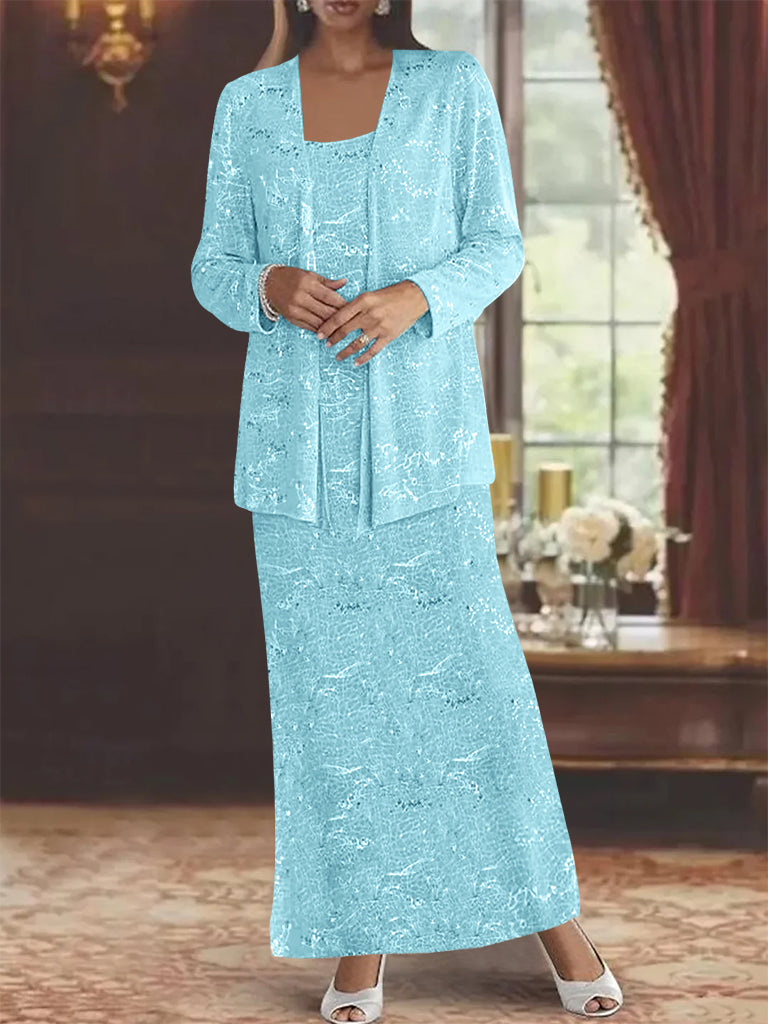 Vestidos de gasa para la madre de la novia con lentejuelas y chaqueta 