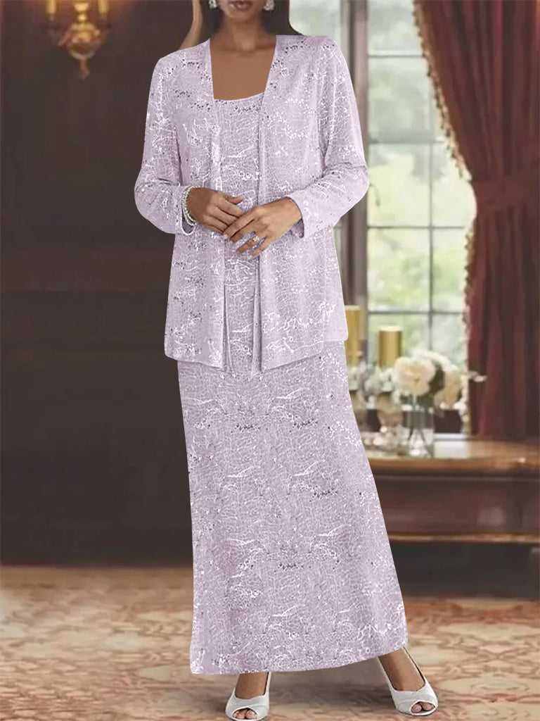 Vestidos de gasa para la madre de la novia con lentejuelas y chaqueta 