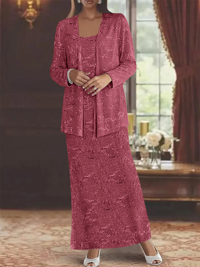 Vestidos de gasa para la madre de la novia con lentejuelas y chaqueta 