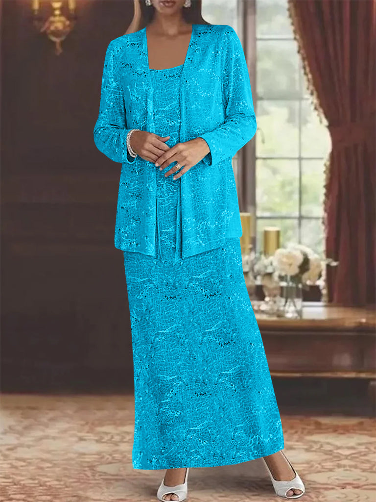 Vestidos de gasa para la madre de la novia con lentejuelas y chaqueta 