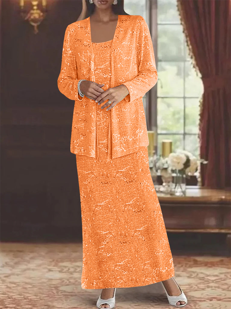 Vestidos de gasa para la madre de la novia con lentejuelas y chaqueta 