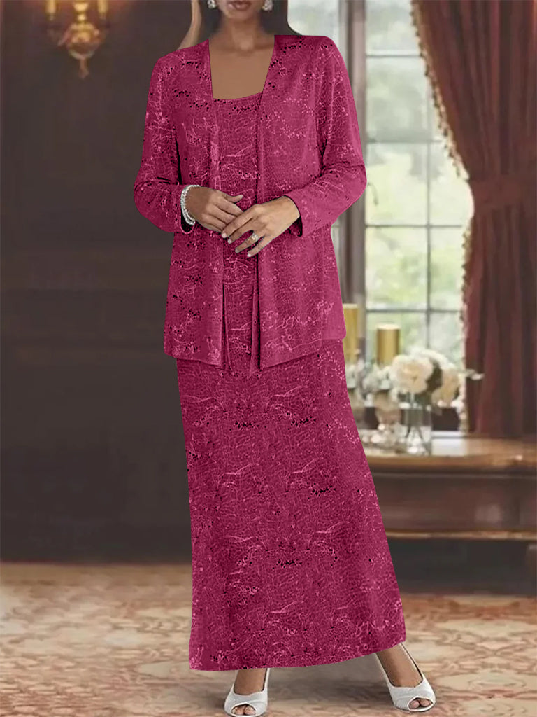 Vestidos de gasa para la madre de la novia con lentejuelas y chaqueta 