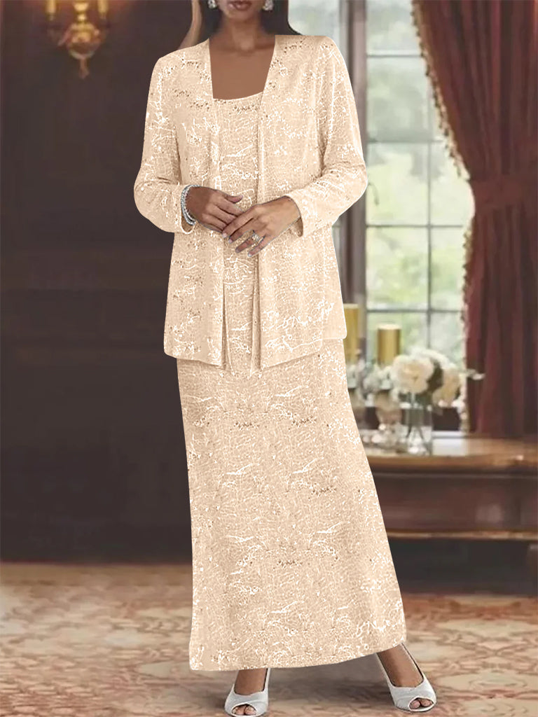 Vestidos de gasa para la madre de la novia con lentejuelas y chaqueta 