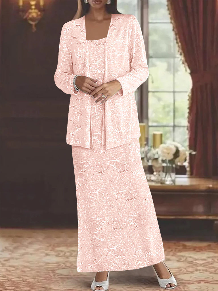 Vestidos de gasa para la madre de la novia con lentejuelas y chaqueta 