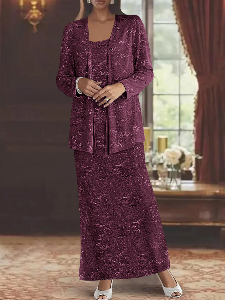 Vestidos de gasa para la madre de la novia con lentejuelas y chaqueta 
