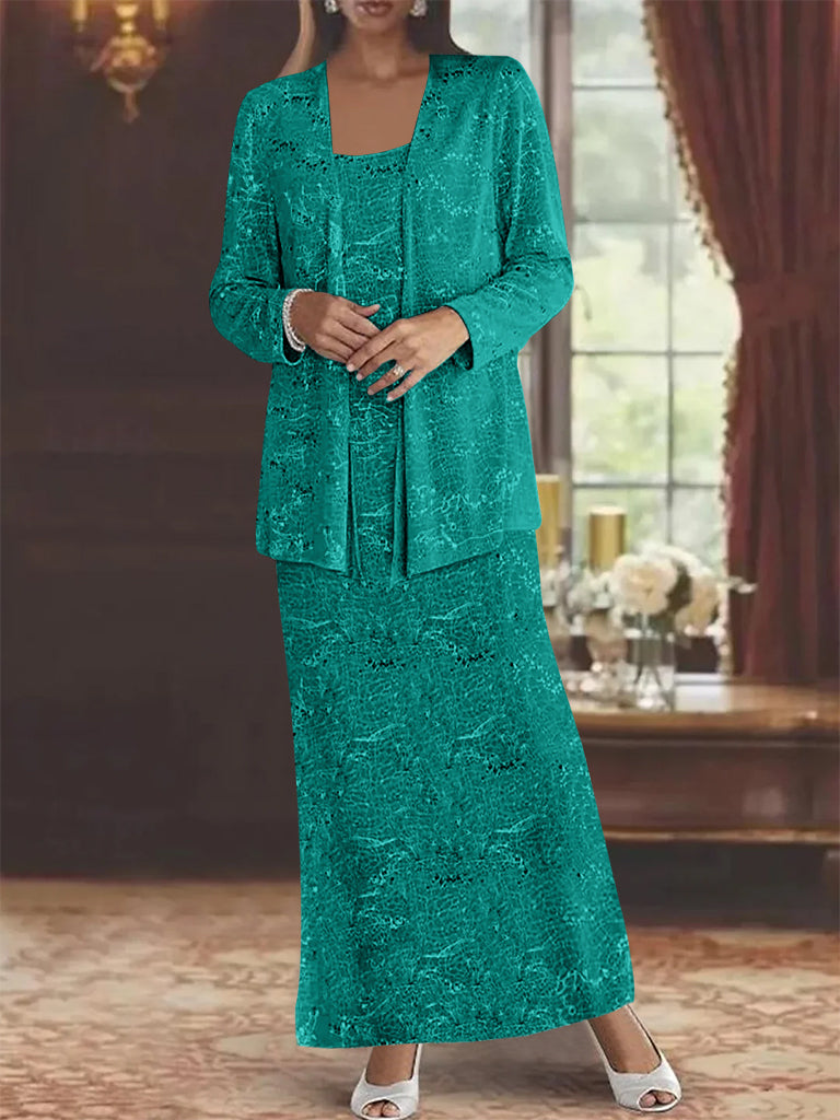 Vestidos de gasa para la madre de la novia con lentejuelas y chaqueta 