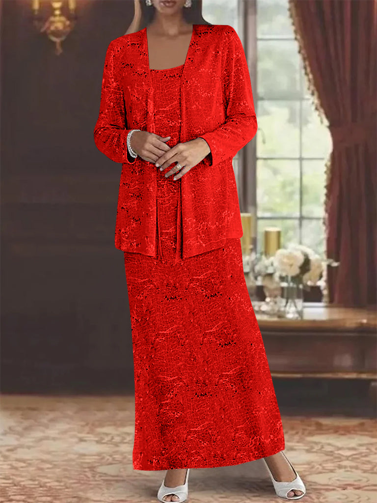 Vestidos de gasa para la madre de la novia con lentejuelas y chaqueta 