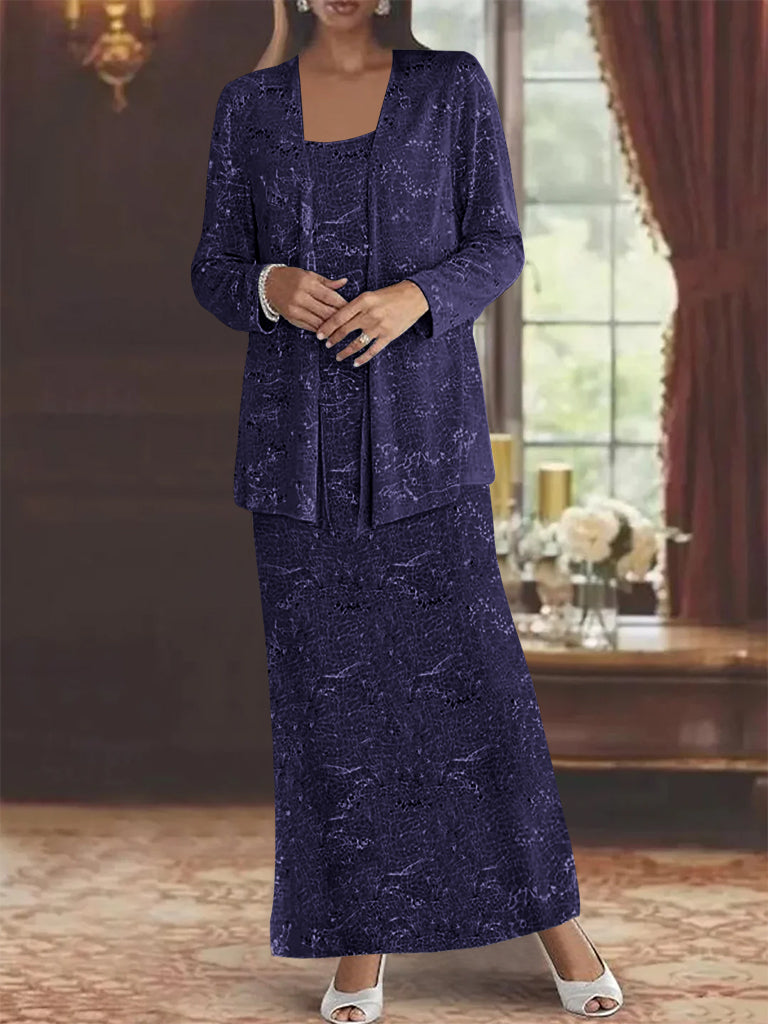 Vestidos de gasa para la madre de la novia con lentejuelas y chaqueta 