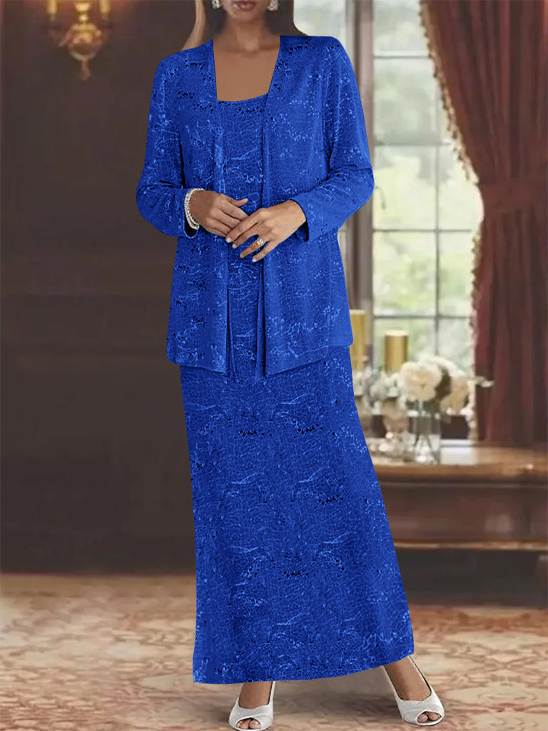Vestidos de gasa para la madre de la novia con lentejuelas y chaqueta 