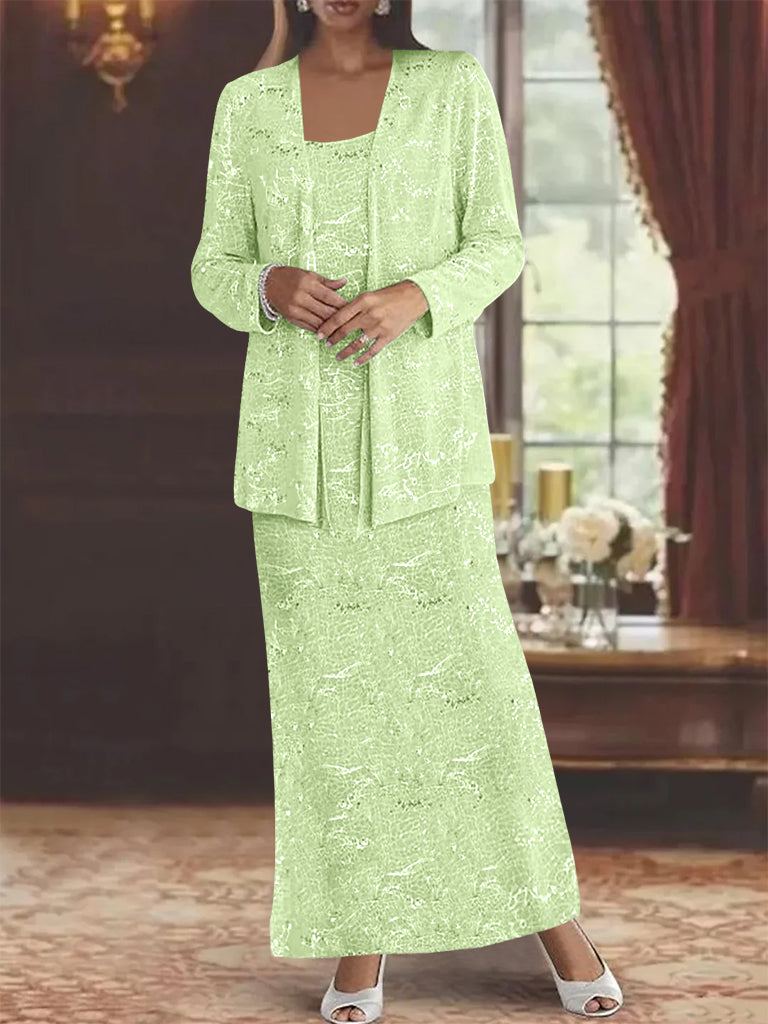 Vestidos de gasa para la madre de la novia con lentejuelas y chaqueta 