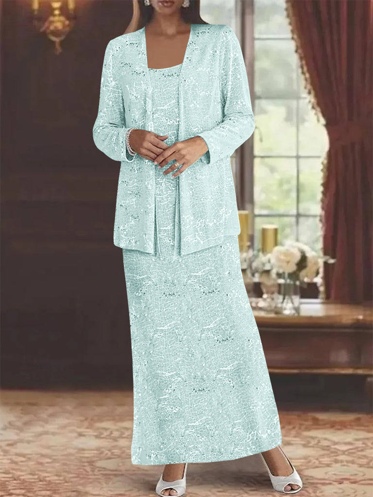 Vestidos de gasa para la madre de la novia con lentejuelas y chaqueta 