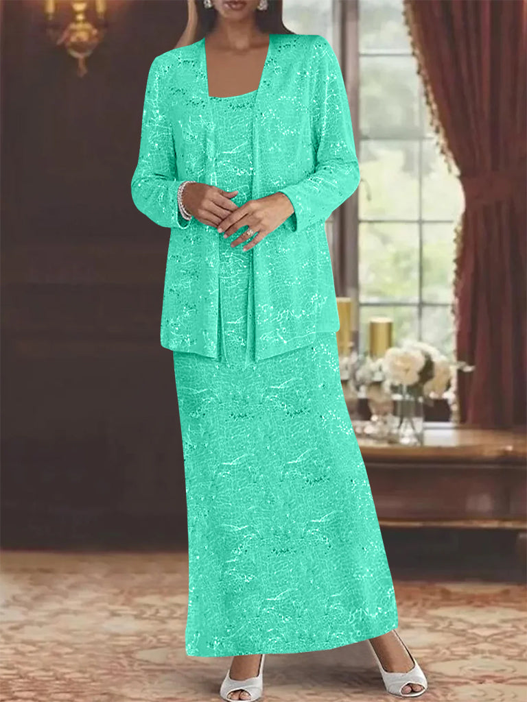 Vestidos de gasa para la madre de la novia con lentejuelas y chaqueta 