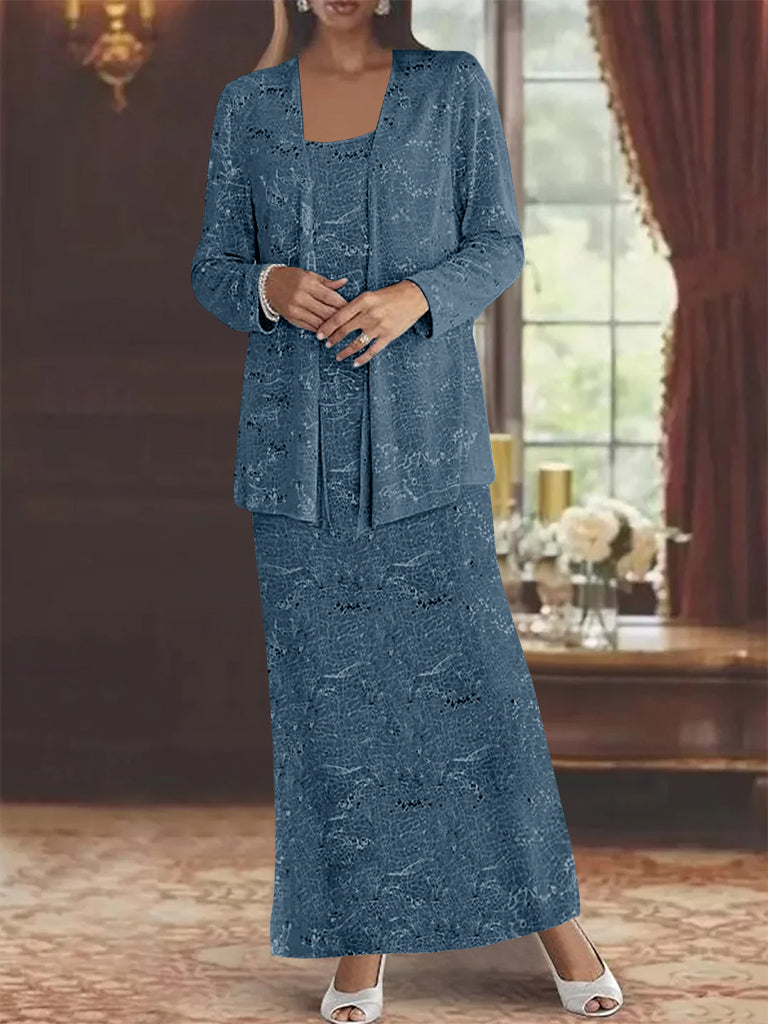 Vestidos de gasa para la madre de la novia con lentejuelas y chaqueta 