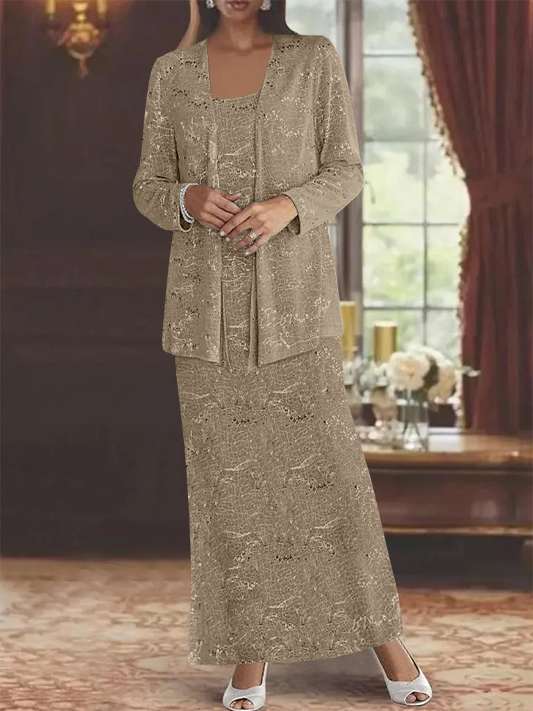 Vestidos de gasa para la madre de la novia con lentejuelas y chaqueta 