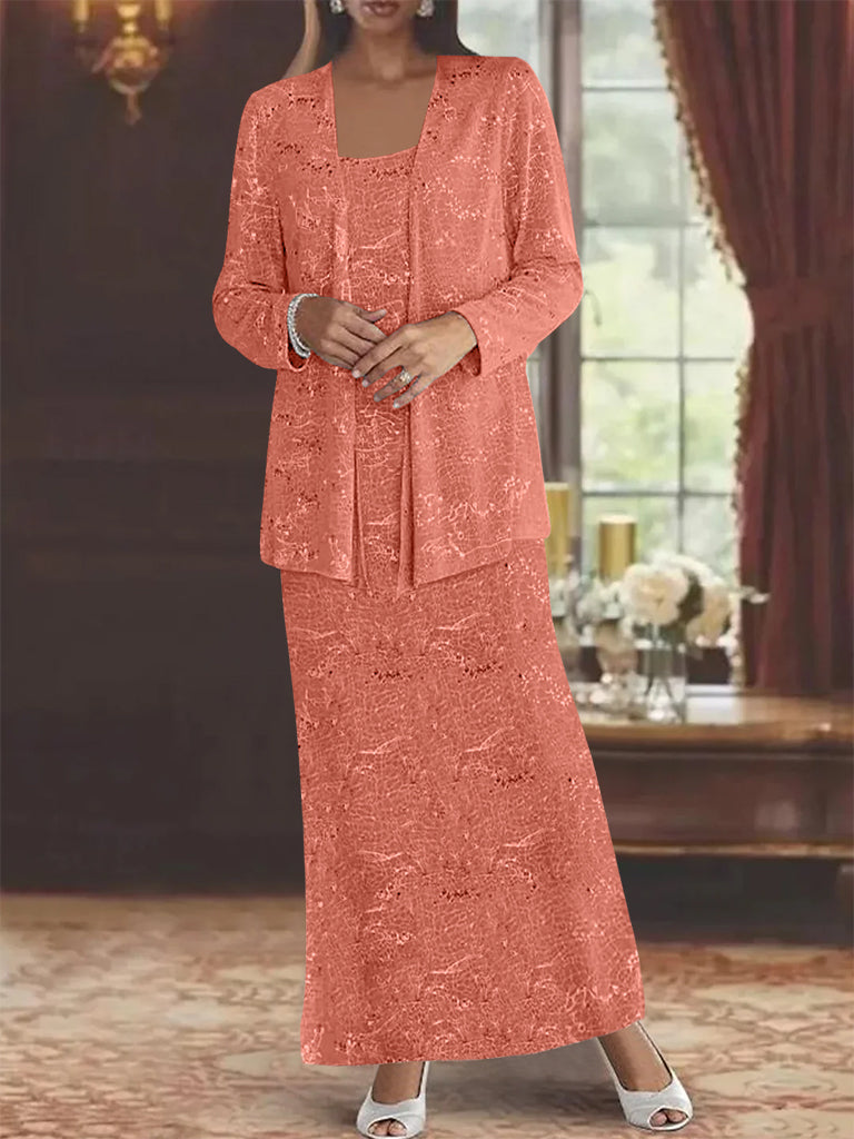 Vestidos de gasa para la madre de la novia con lentejuelas y chaqueta 