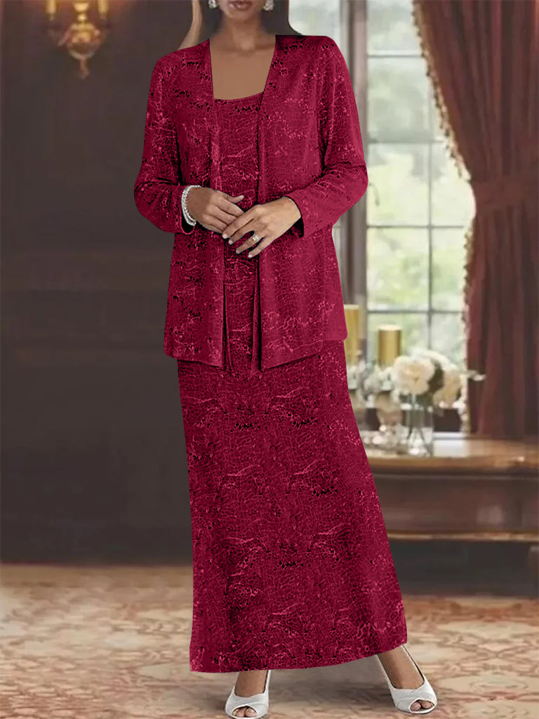 Vestidos de gasa para la madre de la novia con lentejuelas y chaqueta 