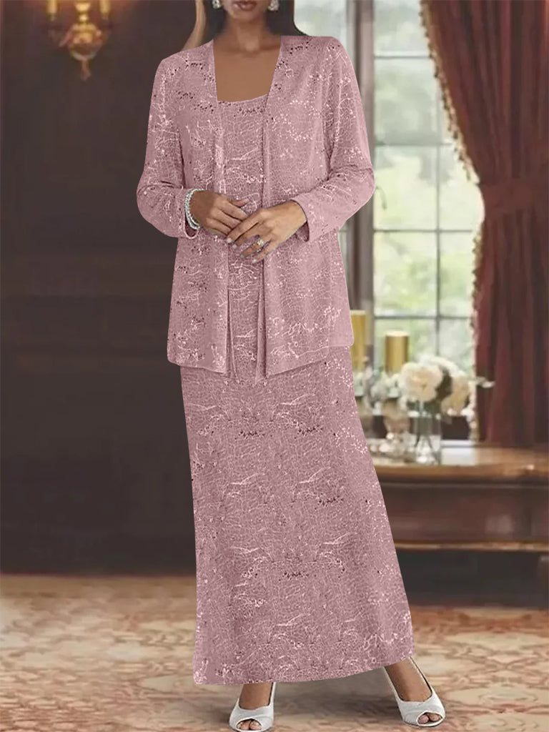Vestidos de gasa para la madre de la novia con lentejuelas y chaqueta 