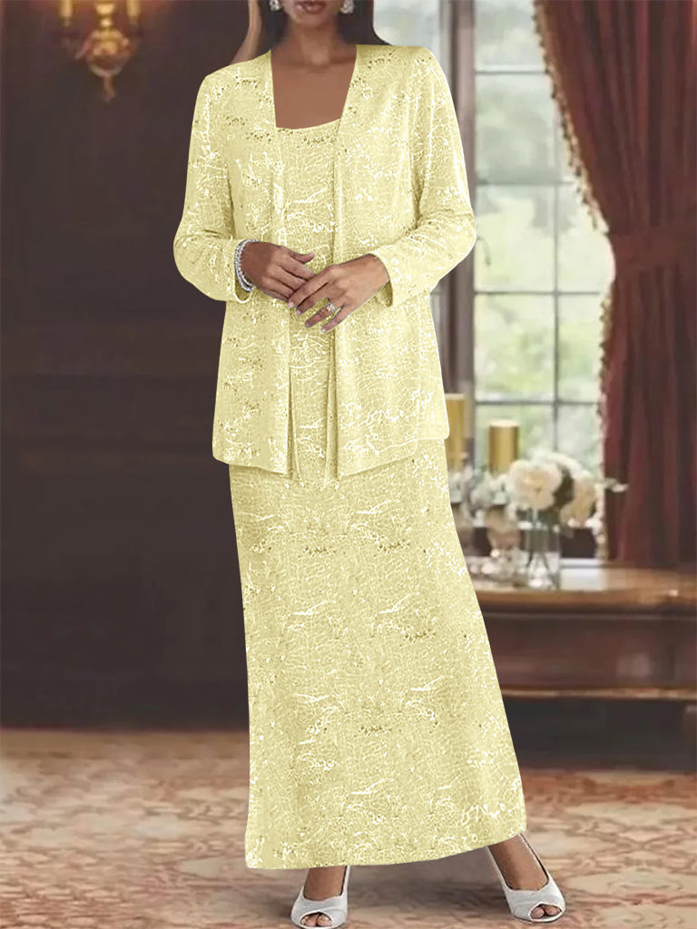 Vestidos de gasa para la madre de la novia con lentejuelas y chaqueta 