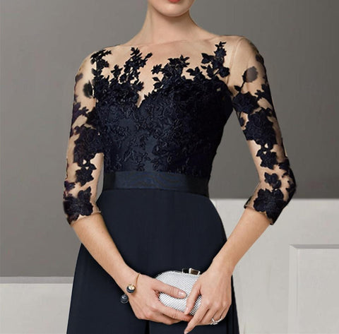 Robes de mère de la mariée de coupe trapèze/princesse avec appliques 