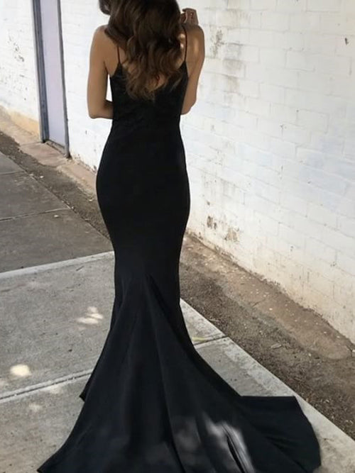 Spaghetti Straps Mermaid V-neck Strapless Prom Dress