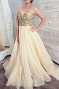 Precioso vestido de gala largo de organza color narciso con escote en V y tirantes finos, vestido de encaje