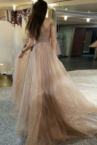 Robes de bal longues à bretelles et épaules dénudées ornées de perles