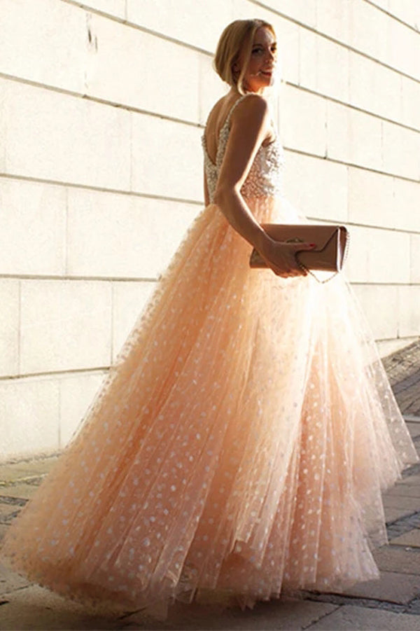Vestidos de fiesta brillantes, corte en A, tirantes, pedrería, largo, hermoso, vestido de noche