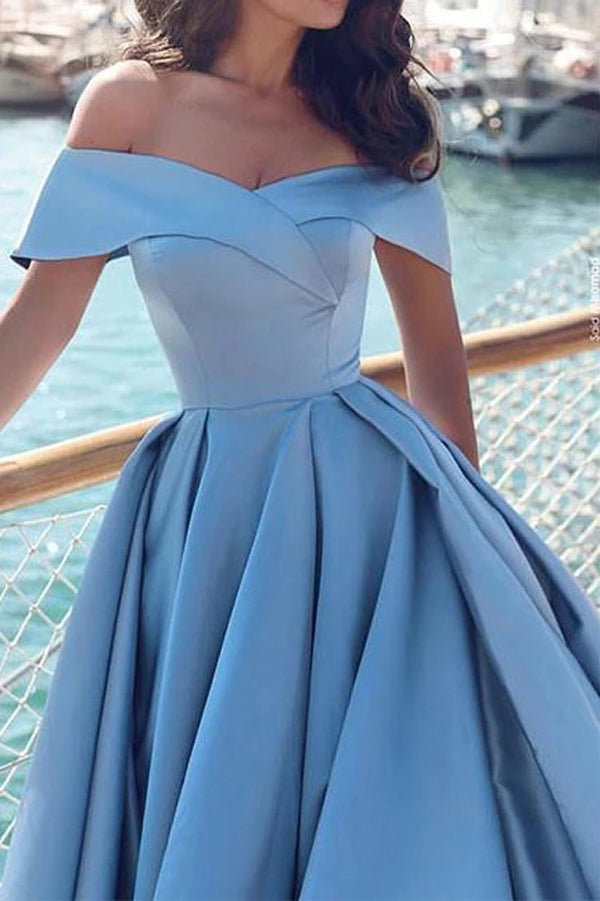 Cheap Off-the-shoulder Long Sweep/Brush Train Prom Dress Evening Dress