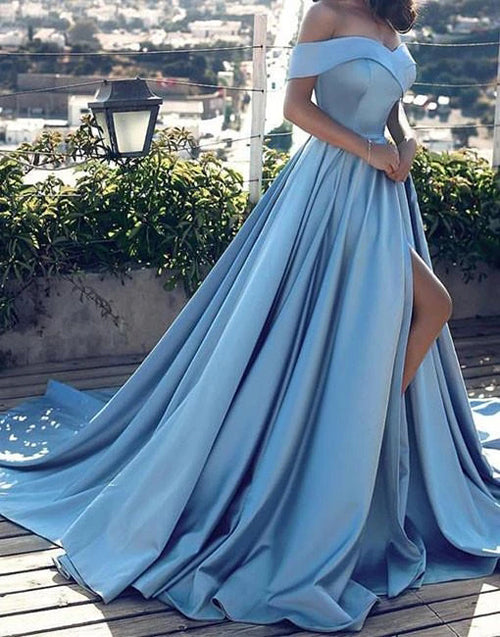 Cheap Off-the-shoulder Long Sweep/Brush Train Prom Dress Evening Dress