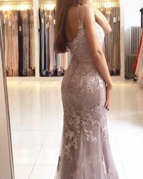 Vestidos largos de noche de sirena con tirantes finos y encaje con escote corazón