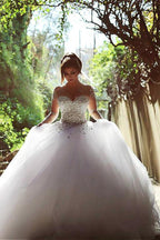Baoleely Vintage Long Sleeve Beadings Ball Gown Tulle Wedding Dress,MW297